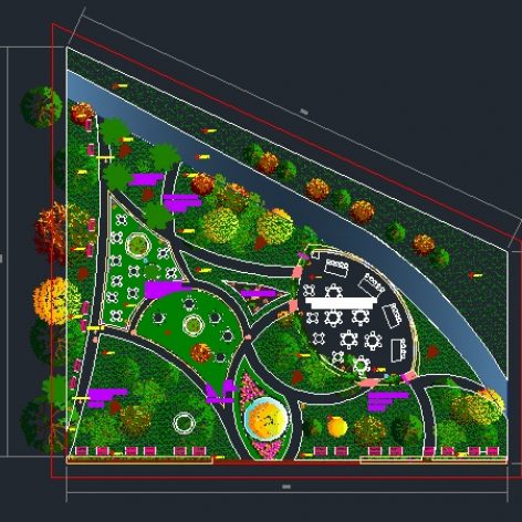نقشه جامع اتوکد محوطه سازی پارک